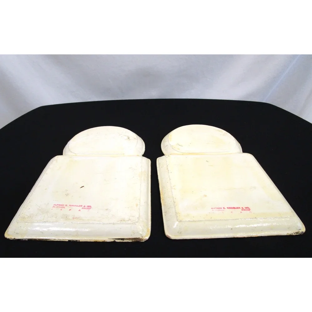 Vintage Set of 2 Paper Mache Alfred E Knobler Snack Tray Alcohol Proof Japan